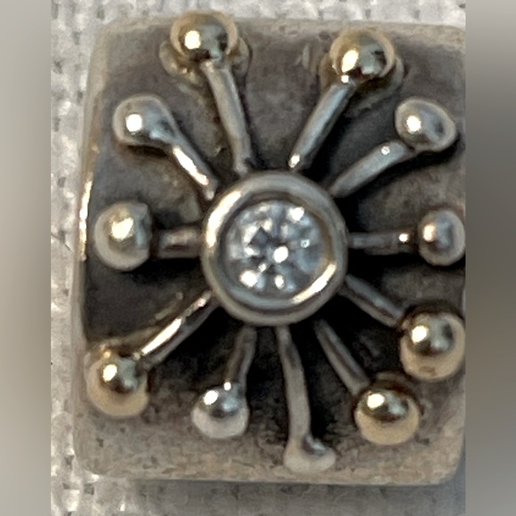 Authentic Pandora Star Bead Sterling Silver W/14k gold and Clear Zirconia. - Picture 2 of 4